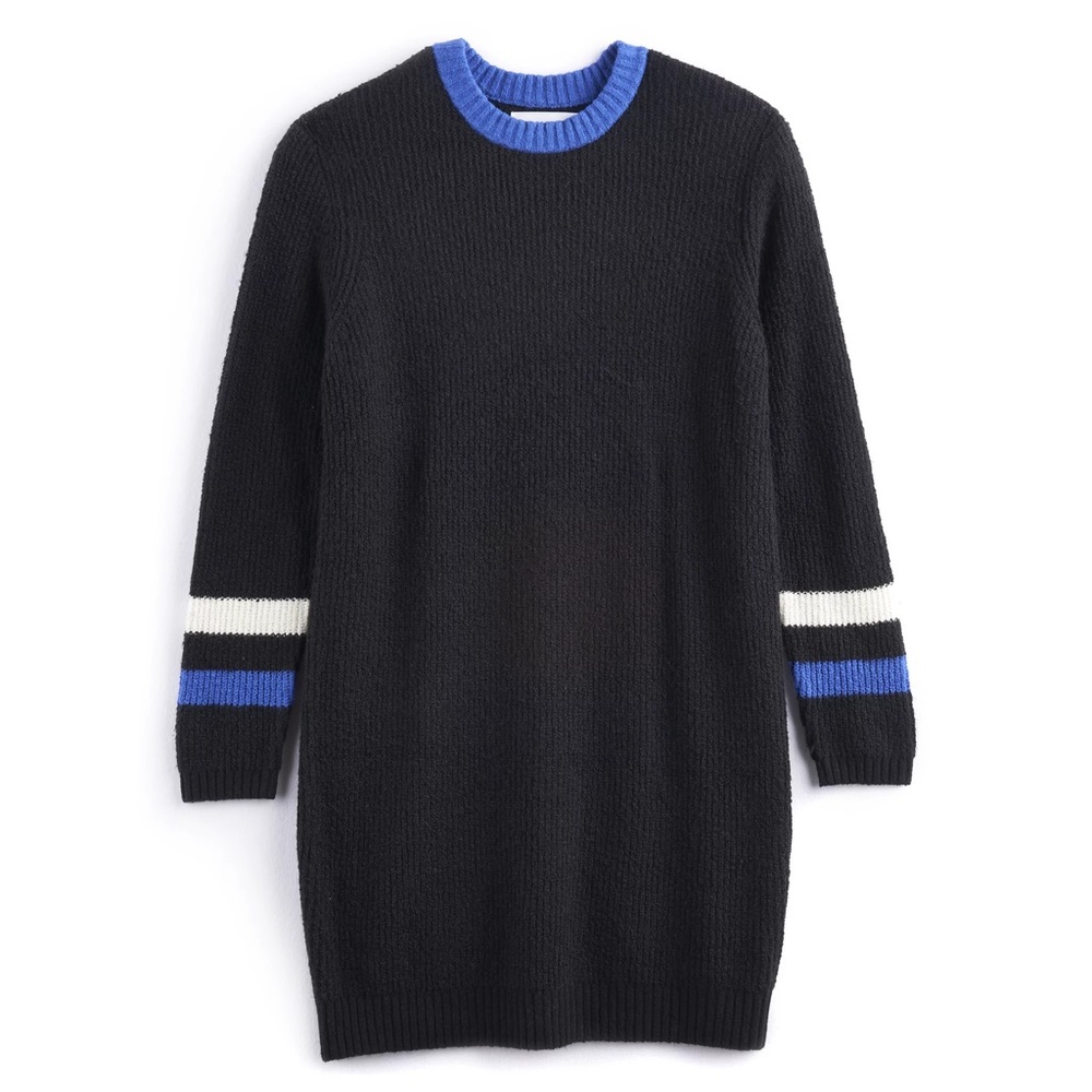 POPSUGAR Striped long sleeve sweater dress black and blue NWT